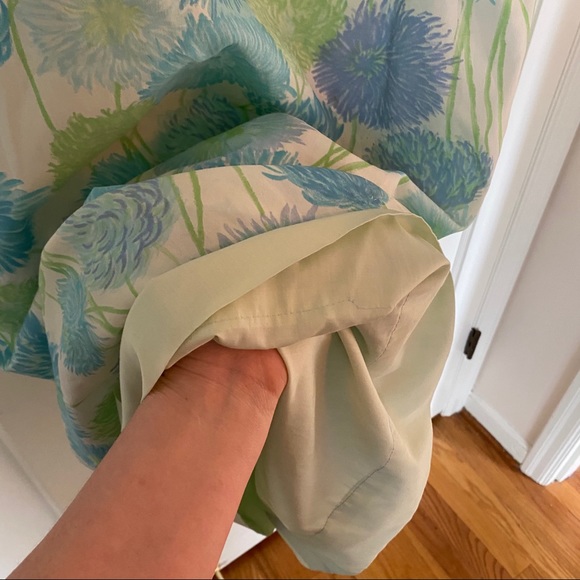 VTG 60’s Sheath Dress Size Large Blue Green Floral - Picture 5 of 9